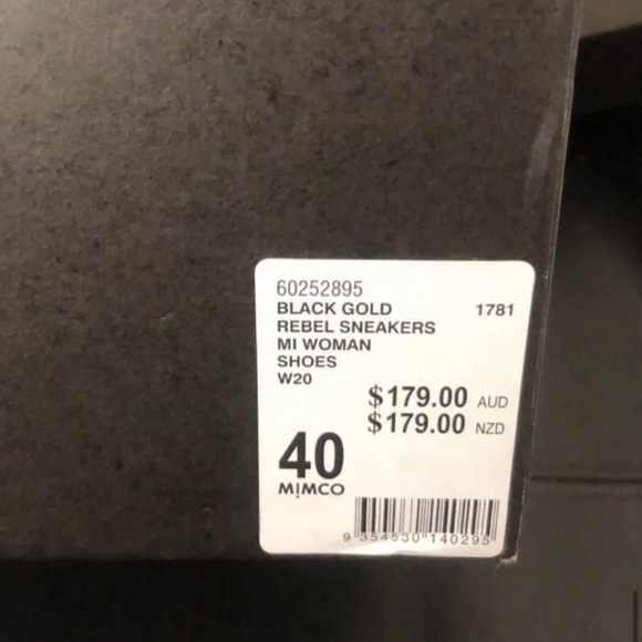 MIMCO SHOES 🖤BLACK GOLD REBEL SNEAKERS WOMENS SIZE  9 ,EU 40 🖤 RRP $179.00 - Picture 10 of 15